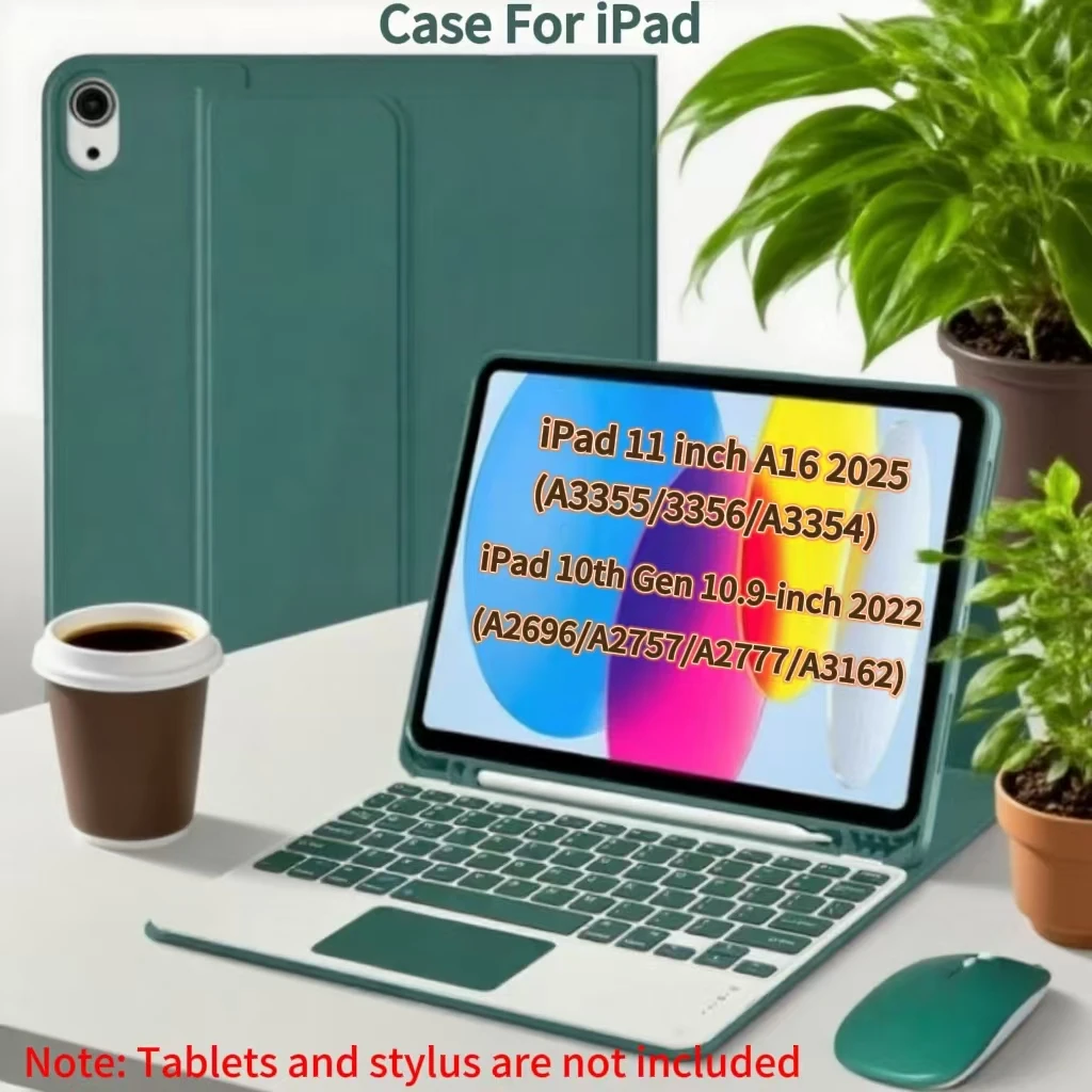 Case for iPad A16 11 Inch 2025 A3355 A3356 A3354,Bluetooth Keyboard Cover for iPad 10th 10.9 Inch 2022 A2696 A2757 A2777 A3162