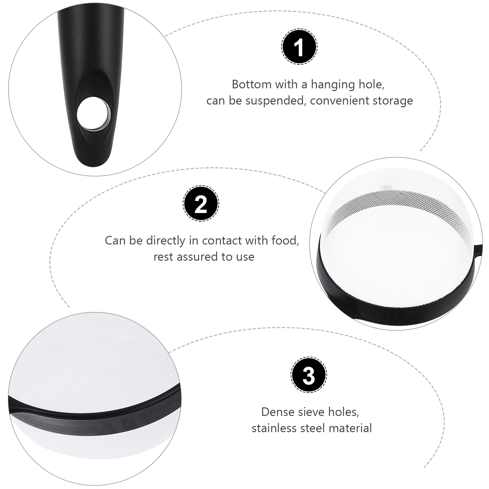 

2pcs Handheld Flour Sifter Baking Dense Hole Strainer Tool Kitchen Sugar Cocoa Powder Filter Portable Plastic Sieve Pp Material