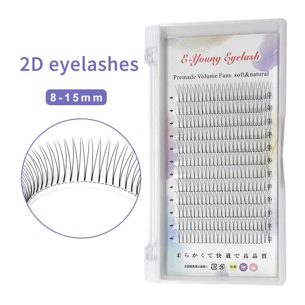 E-YOUNG 2D/3D/4D/5D Camellia Eyelashes Pre-made Curling Fan Short Stem Professional Russian Volume C/D Curling Eyelash Extension