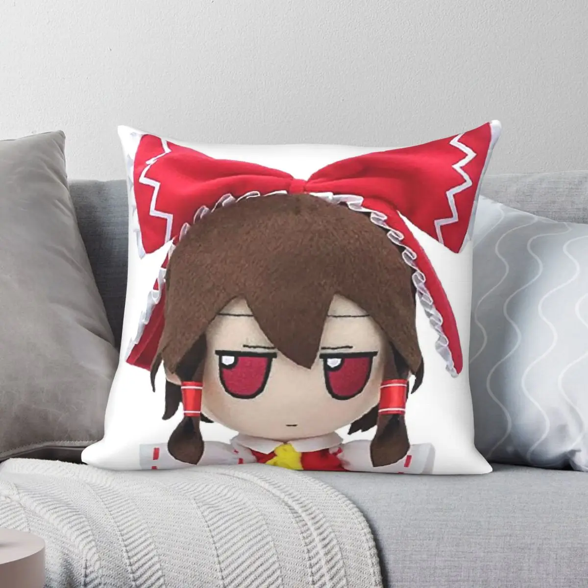 Reimu Hakurei Touhou Project Square Pillowcase Polyester Linen Velvet Pattern Zip Decor Pillow Case Sofa Seater Cushion Cover