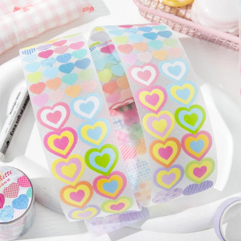 50mm * 2m Life Spectrum Series PET Flash Sand Die Cutting Stickers Creative Handbook DIY Scrapbook Handmade Aesthetic Stickers