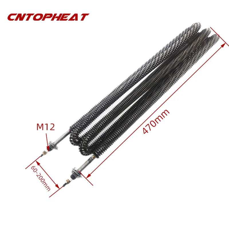 220V 4000W Fin Heater Round Type Stainless Steel Hot Air Heater Electric Spiral Heating Resistance With M12 Thread