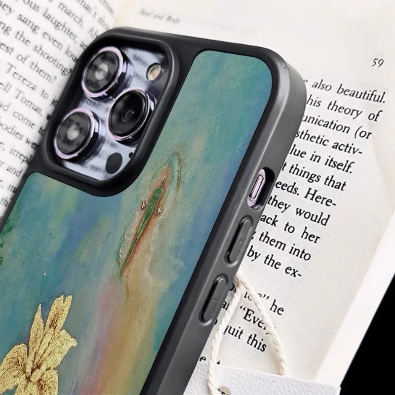녹색 꽃 유화 배경 아이폰 16E 15 14 13 12 11 Pro Max 삼성 S24 ULTRA 폰 케이스
