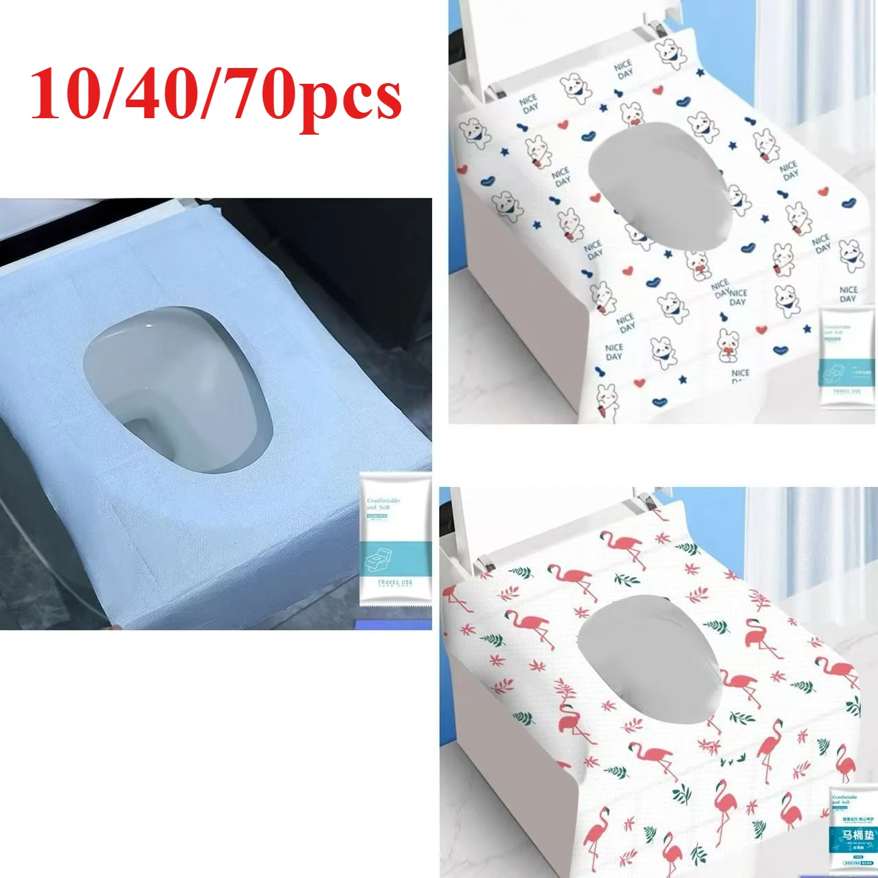 Disposable Toilet Seat Covers, 10/40/70 Uds., for Travel, Public Bathrooms, Airplane Hygiene, Universal Fit for Urinal Training