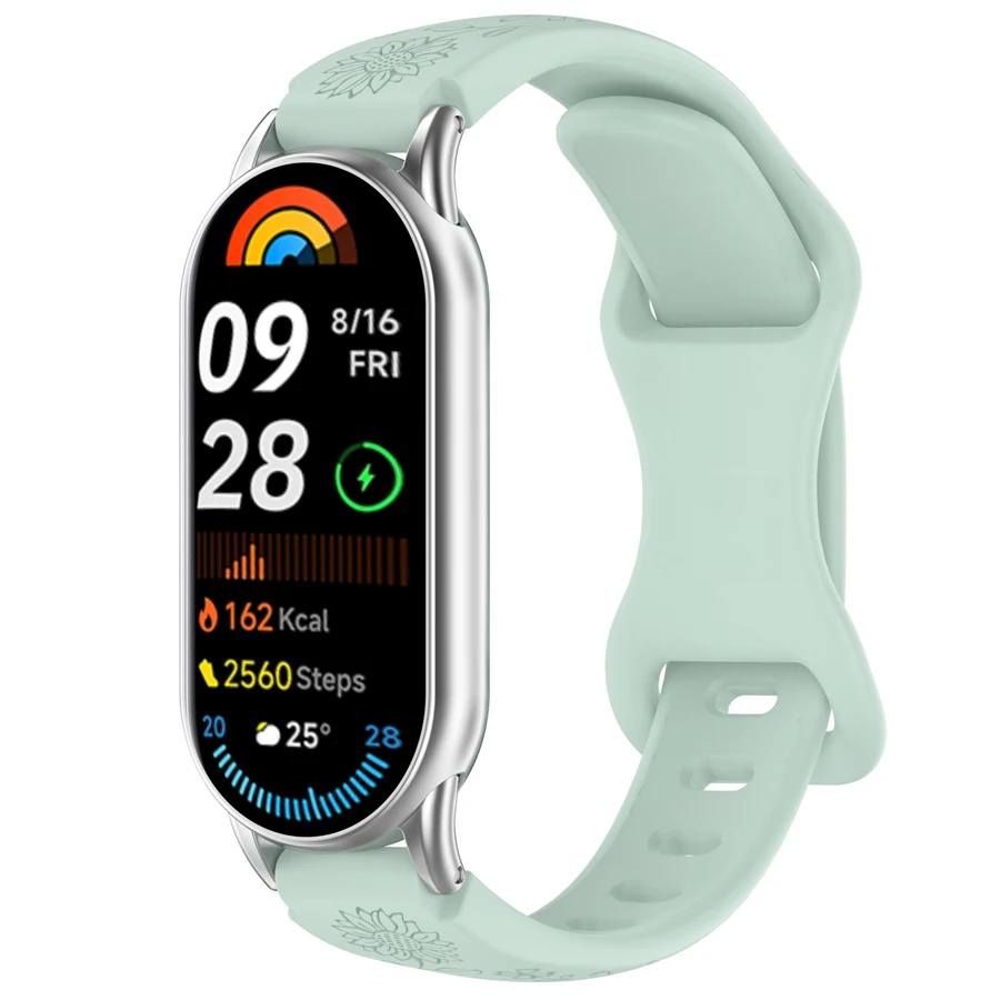 3D Bloemen Band voor Xiaomi Mi Band 10 9 8 Sport Siliconen Armband Smart Polsband Voor Mi Band 8 9 Vervanging band Accessoires