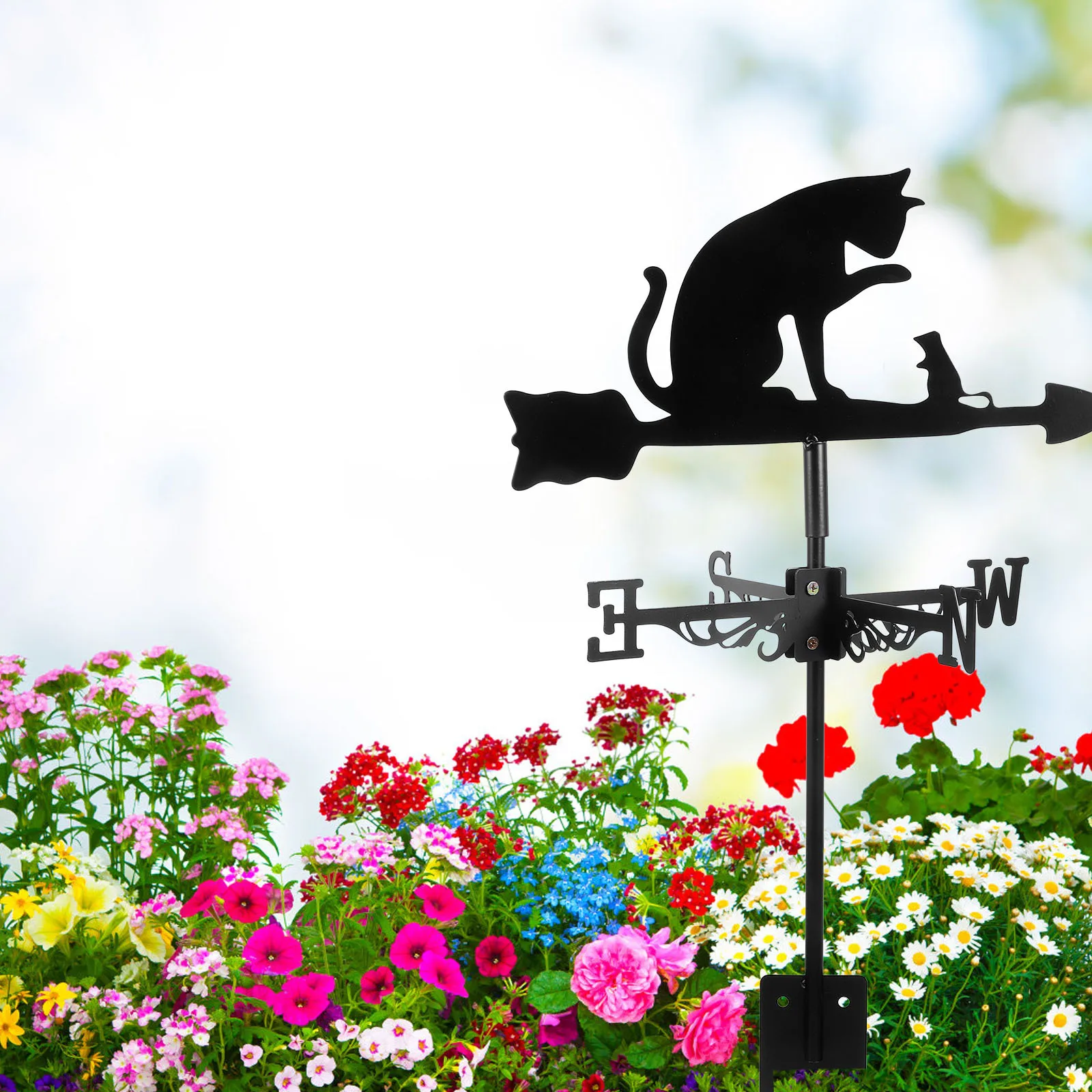 

Stainless Steel Cat Wind Direction Indicator Outdoor Garden Decorative Weathervane Metal Stake For Lawn Yard Shed Decor