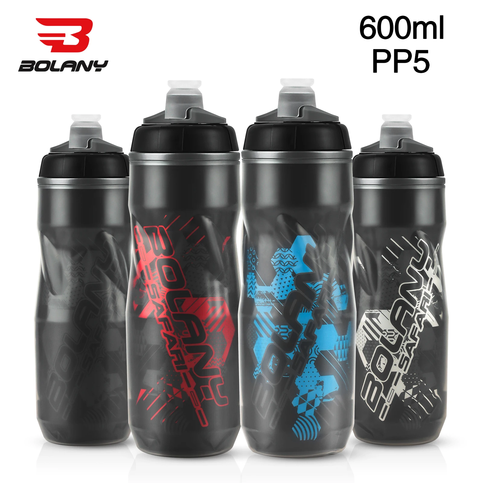 BOLANY Fiets Waterfles 600 ml Knijp Water PP5 Dubbellaags Warmte En Ijs Beschermd GYM Fitness Outdoor sport Cup