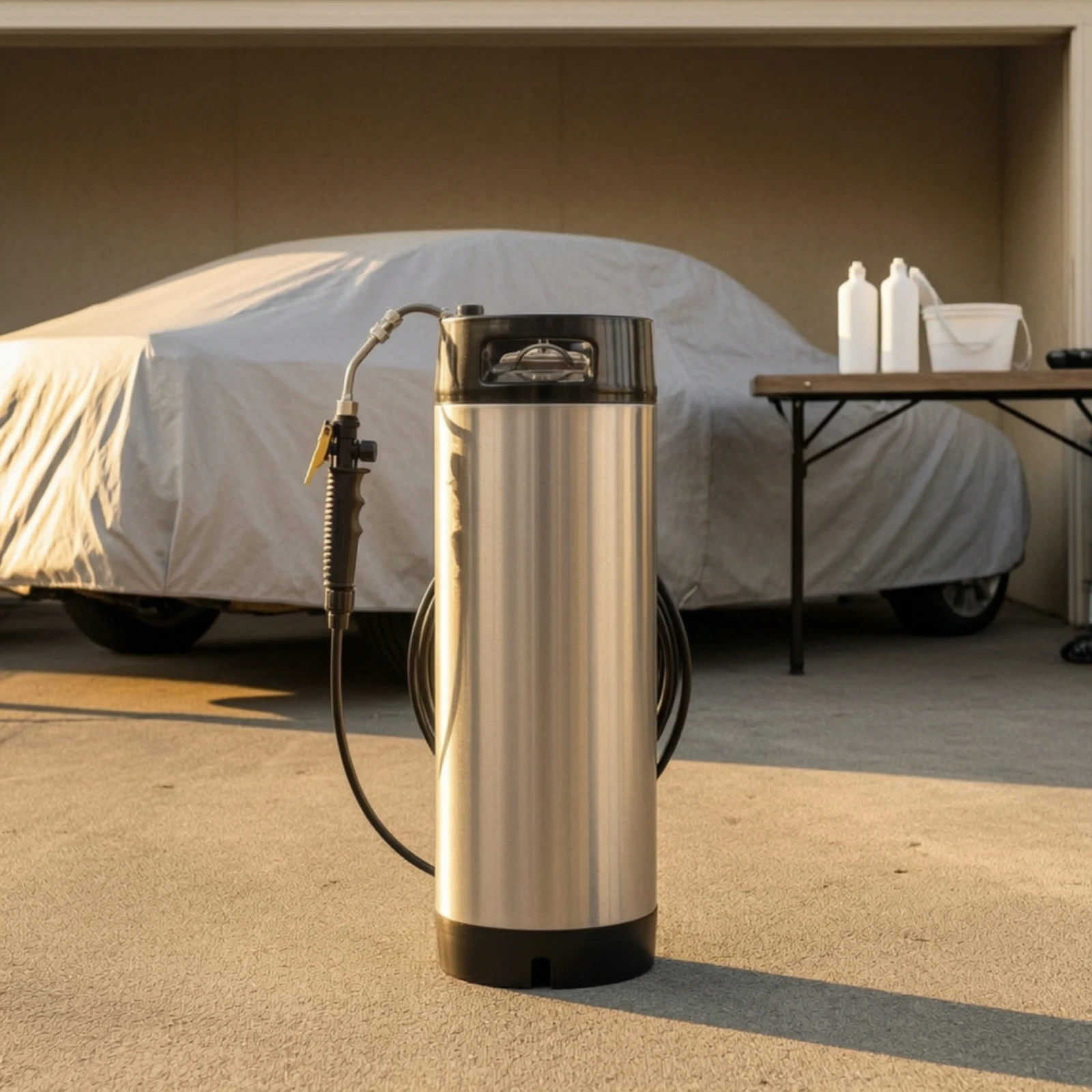 Pressure Tank Sprayer Long-Lasting Stainless Steel Sprayer Quick-Connect Flexible for Detailers, Car Washing, Window Cleaning