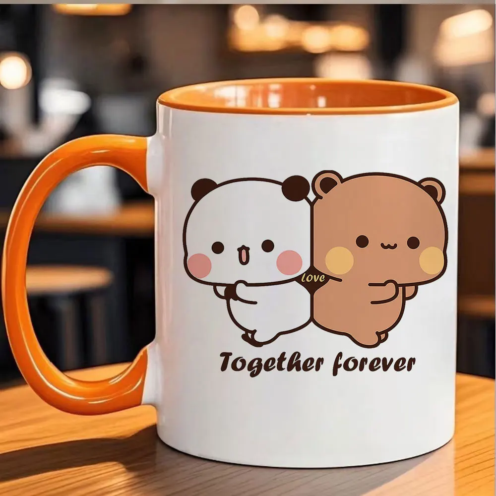 11oz Ceramic Coffee Mug with Cute Panda Bear Print Together Forever Love Design for Valentine's Day Birthday Home Use Office Dri