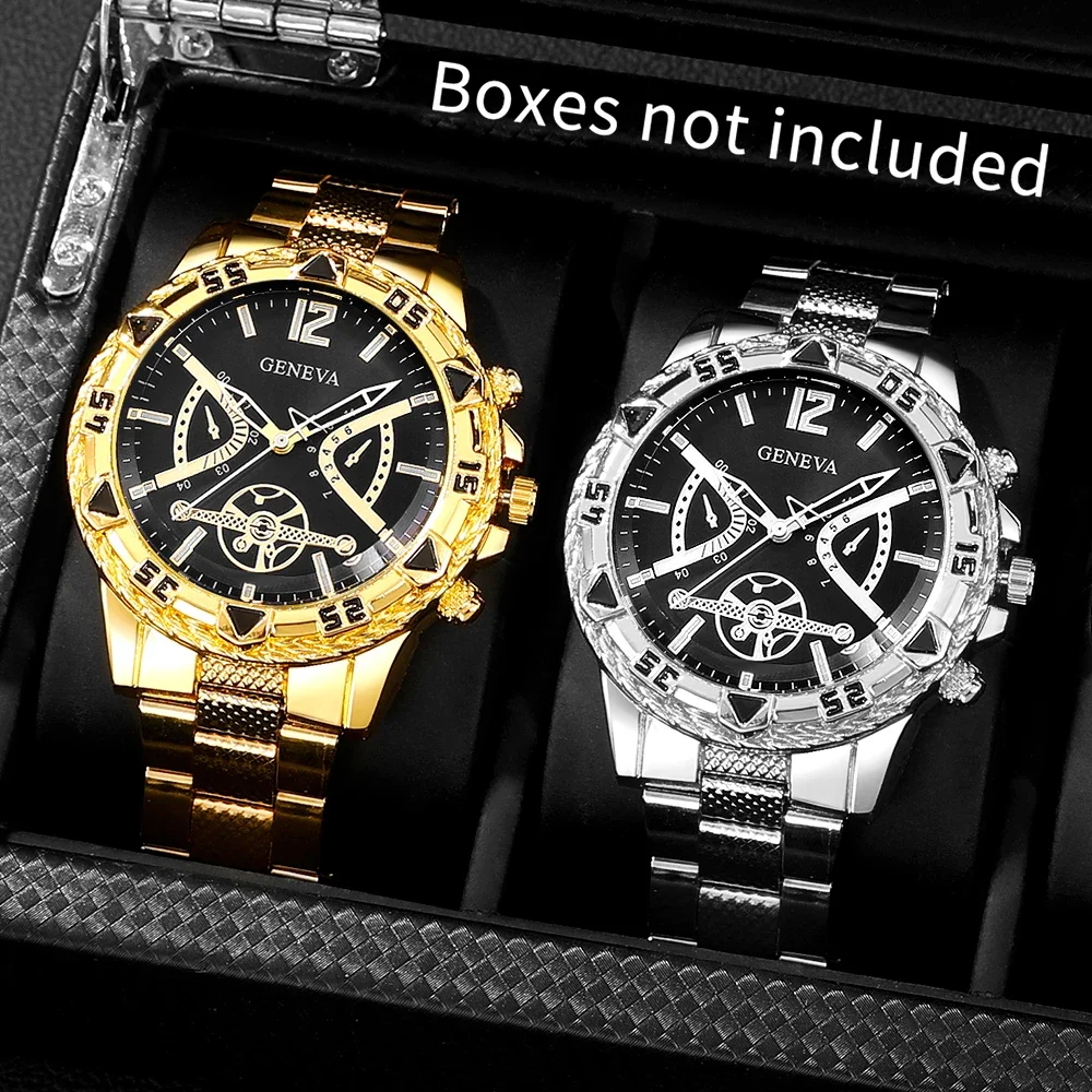 2Pcs Light Luxury Men's Watch Set, Low‑Key Premium, Great Gift For Ramadan, Valentine's Day, Christmas, Family Gatherings