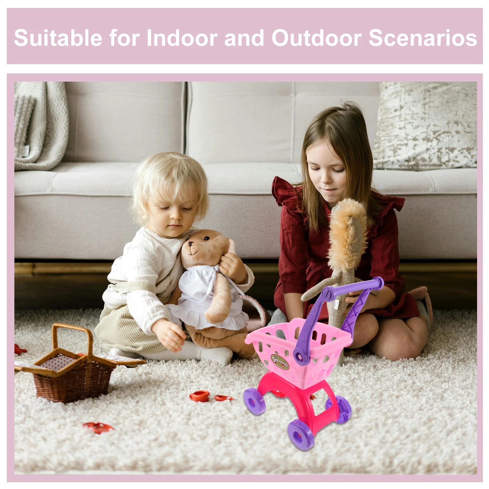 Boodschappen Speelset voor kinderen Mini-winkelwagentje Realistische supermarkttrolley voor peuters Doe alsof rollenspel voor kinderen