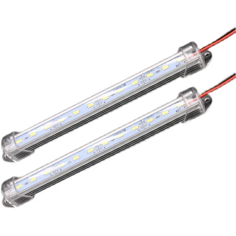 10pcs Low Voltage Narrow Slim LED Tube Light Hard Rigid Aluminum Bar Lamp PC cover Boat Ship Car Truck 12v 24v 3000k 4000k 6000k
