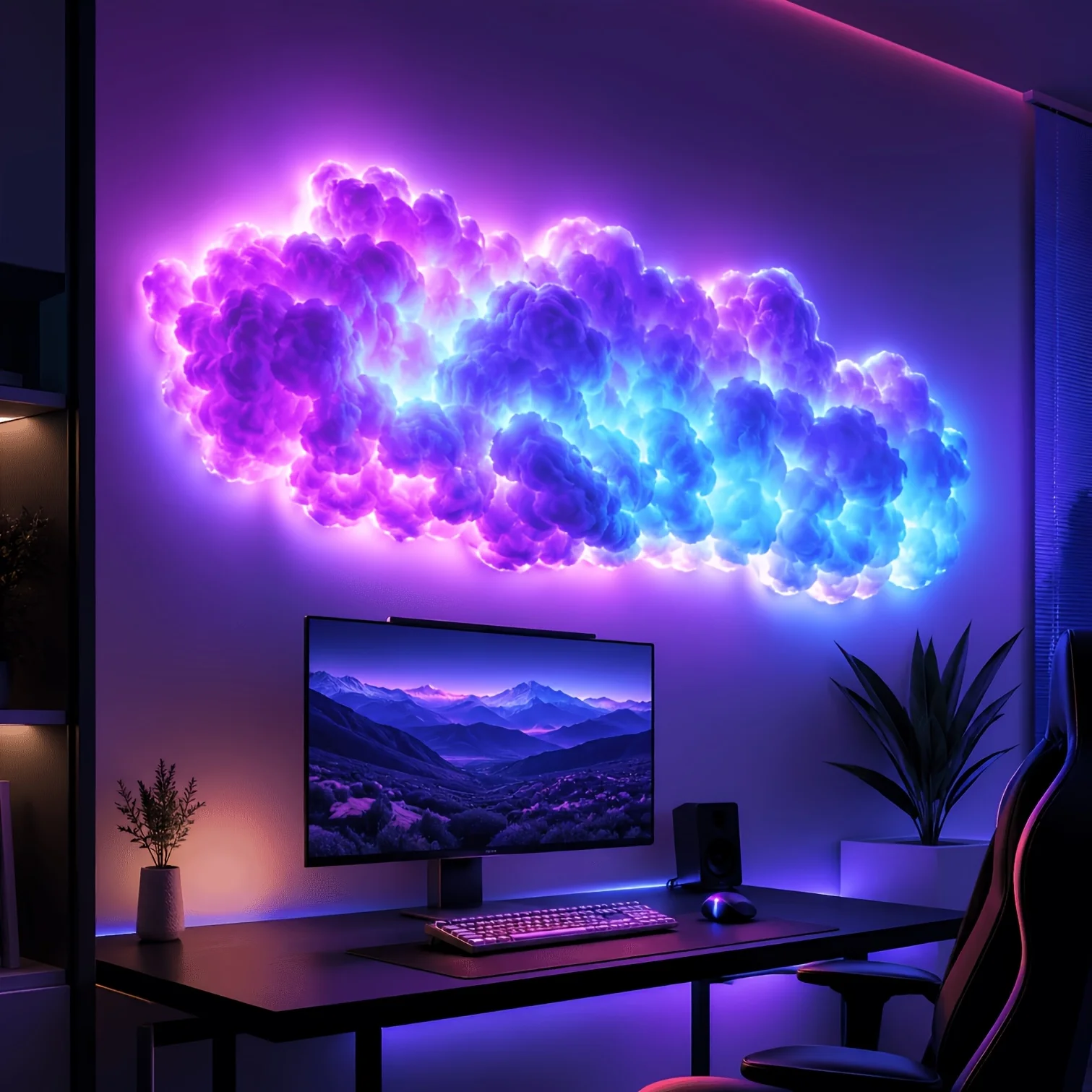 Thunder Cloud LED Light, Dynamic RGB Cloud Lamp and Music Sync, USB Powered Wall Ceiling Mount Cloud Light, Aesthetic Room Decor