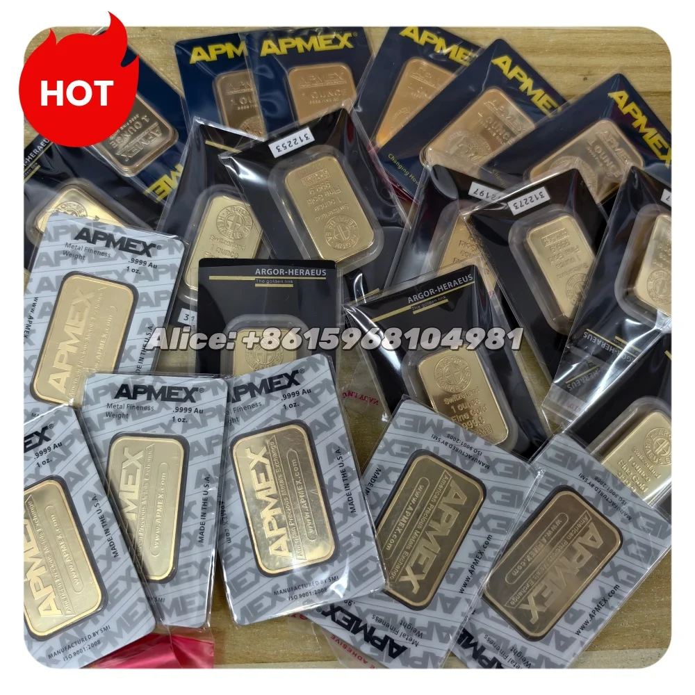 Suisse 1oz/2.5g/5g/10g/20g/50g Sealed packing Gold Plated Bar With Independent Serial Number Copper Crafts Collectibles Gift