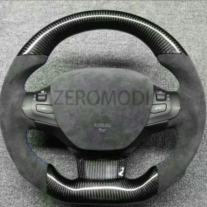 Real Carbon Fiber Steering Wheel with Leather for Peugeot 308 2014-2021 2020 2019 2018 2017