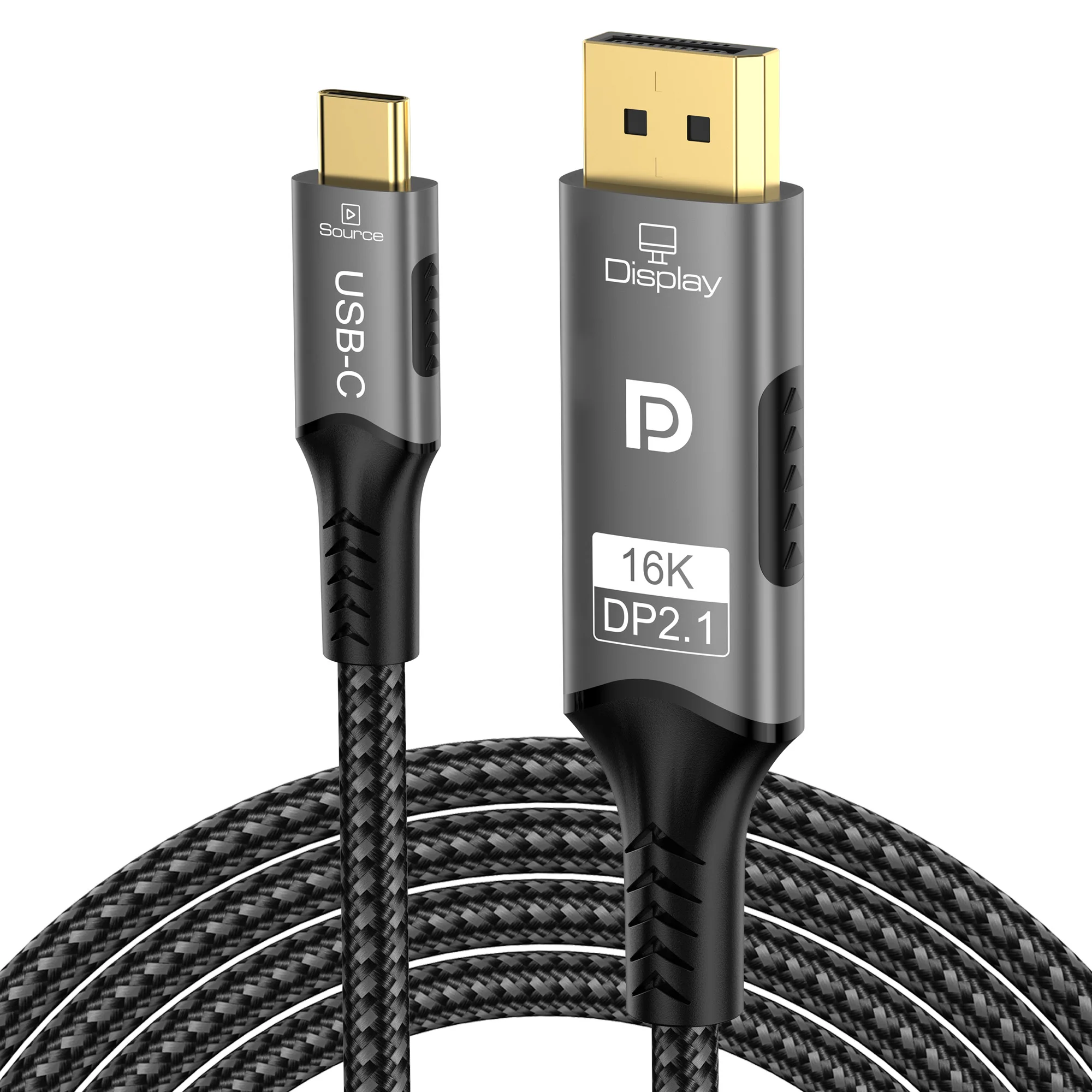 16K USB-C to DisplayPort 2.1 Cable One-way transmission 16K@60Hz 80Gbps (DSC) Type-C to DP2.1  Cable For MacBook Pro/Air Laptop