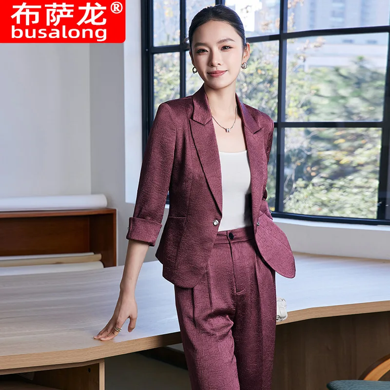 Black satin textured short blazer for women2025New Spring/Summer Slim-Fit Petite Women's Blazer Suit