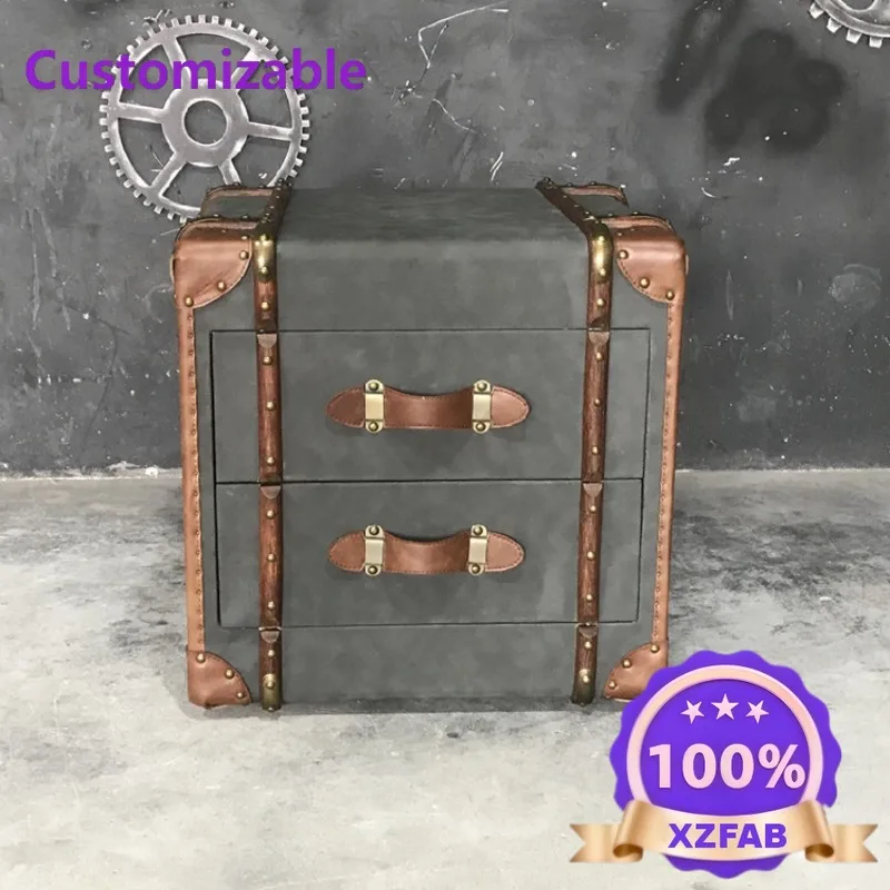 Factory Direct 2026 Vintage leather rattan corner furniture American country living room bedside table sofa edge