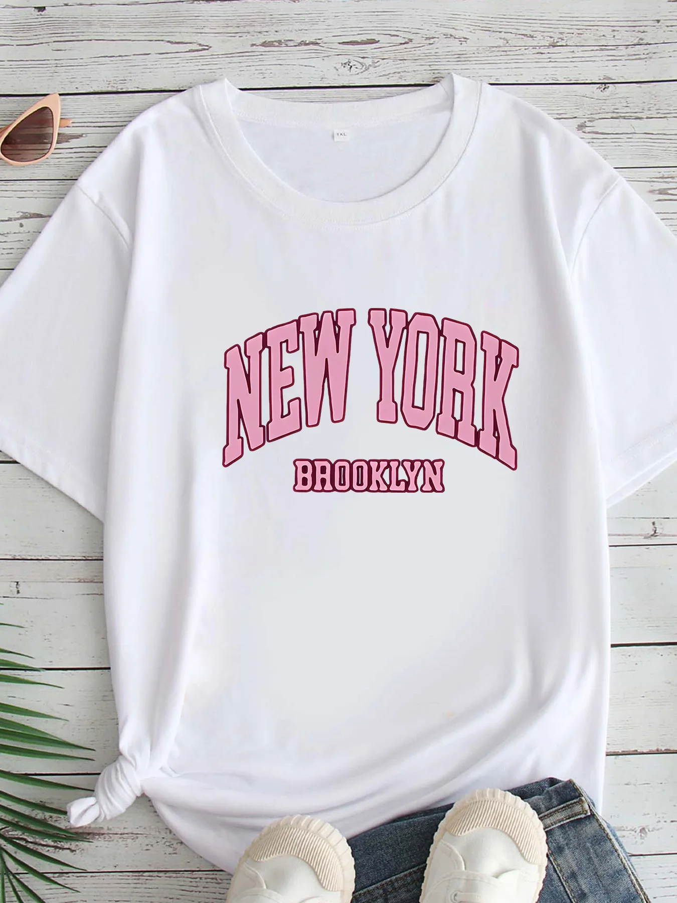 

Женская футболка большого размера с принтом, круглым вырезом и короткими рукавами, размеры 1-7XL, удобный повседневный топ в европейском стиле