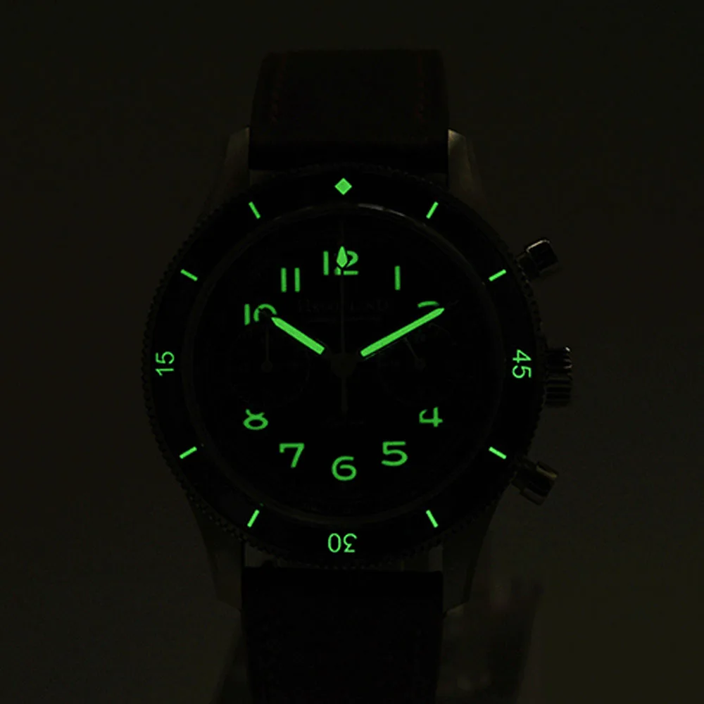 Hruodland 40.5 مللي متر ساعة يد كوارتز رجالية VK64 ريترو كرونوغراف الياقوت ساعات من الفولاذ المقاوم للصدأ الذكور مقاوم للماء reloj hombre