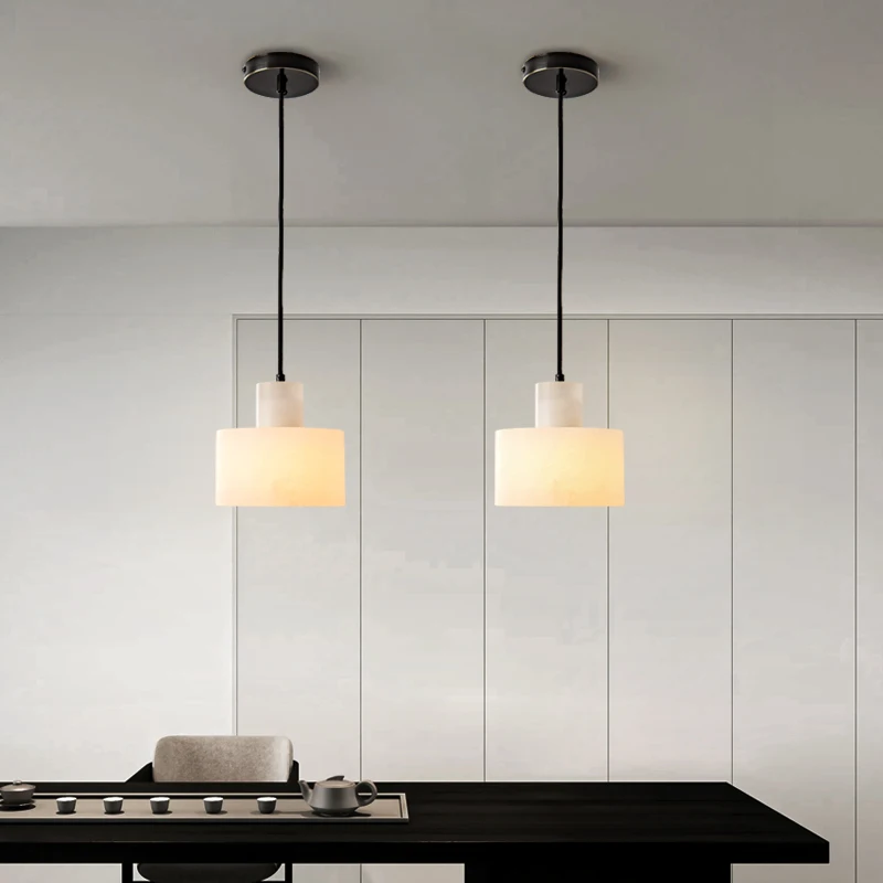 Natural Marble Led Pendant Lamp For Kitchen Table Dining Room Living Room Bedroom Bathroom Modern Nordic Stone Chandelier Light