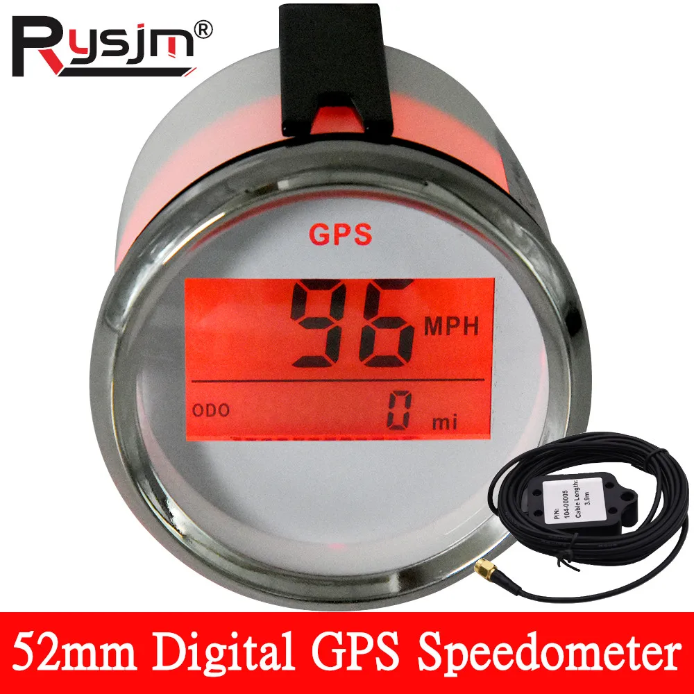 

52mm Universal GPS Speedometer 0-999km/h Waterprood Speed Meter with Red Backlight for Car Motorcycle Truck Boat Yacht shows ODO