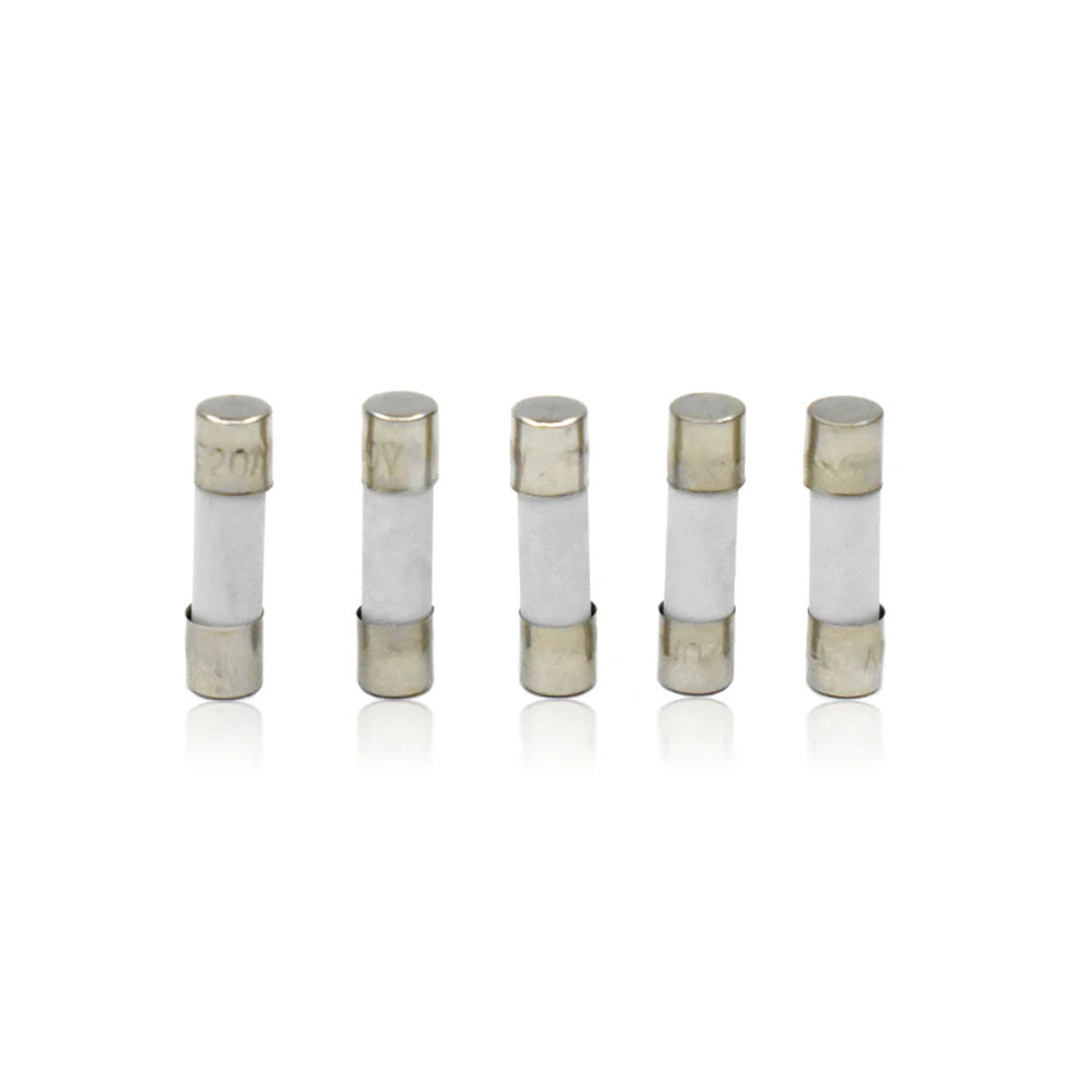 50pcs Ceramic Fuse 5mm x 20mm Slow Blow T 0.25A 0.5A 1A 2A 3A 5A 8A 10A 15A 20A 250V