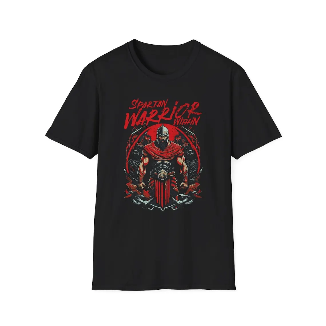 Spartan Warrior Within Design T-Shirt 100% Cotton O-Neck Summer Short Sleeve Casual Mens T-shirt Size S-3XL