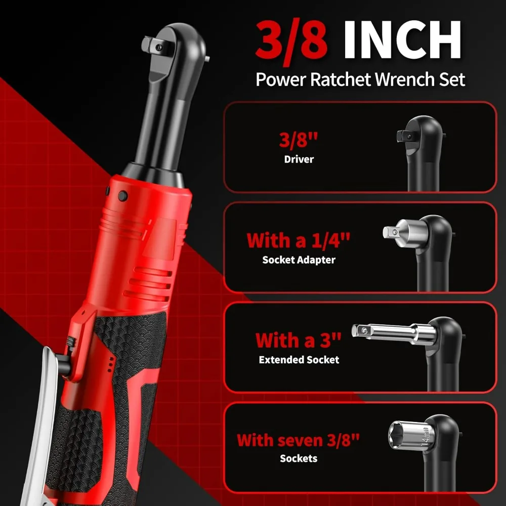 مجموعة مفاتيح ربط بسقاطة كهربائية، 40 قدمًا - رطل، 550 دورة في الدقيقة، مفتاح ربط بسقاطة لاسلكي 16.8 فولت 3/8 بوصة، مجموعة أدوات سقاطة طاقة متغيرة السرعة #5
