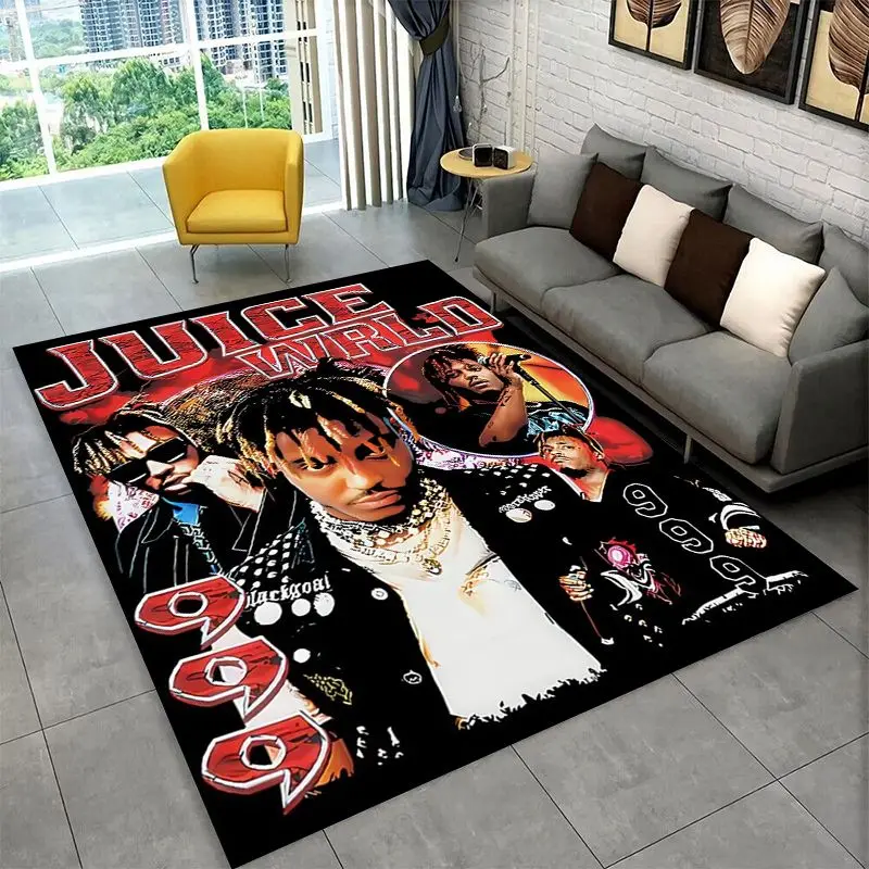 retro Juice WRLD 999 Legend Rapper Star Carpet Rug for Bedroom Living Room Sofa Playroom Doormat Home Decor,Area Rug Non-slip