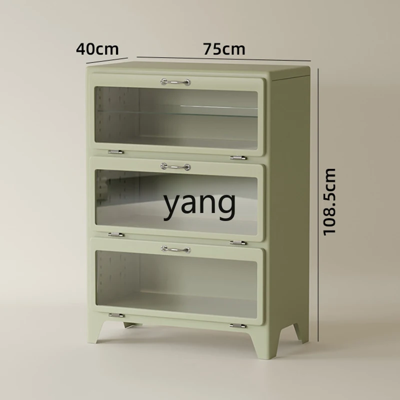 

LH steel bookcase storage glass display shelf retro wall storage cabinet