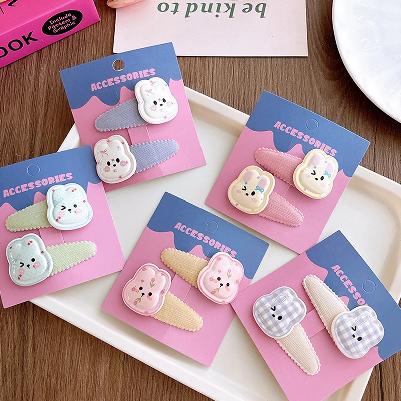 2Pcs Kawaii Rabbit Hair Clips Cartoon Cute Children Bangs Hair Clip Sweet Fashion Side Clip Versatile Hair Accessories Gifts