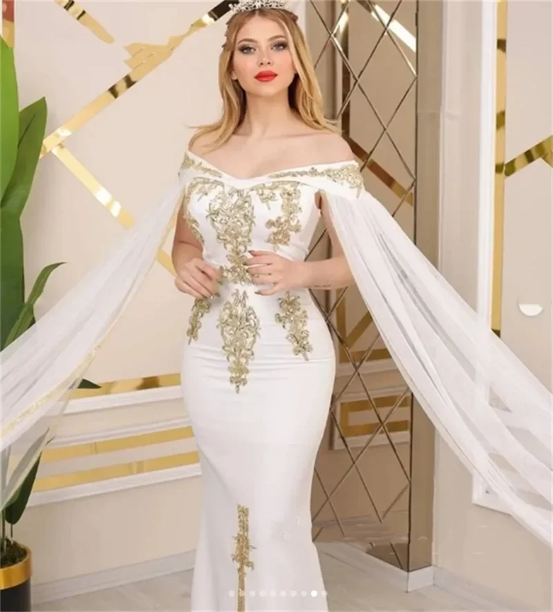 Elegant sexy Mermaid Gold applique Luxury women's Evening dress Backpackless hip Ball Dress Formal occasion party dress