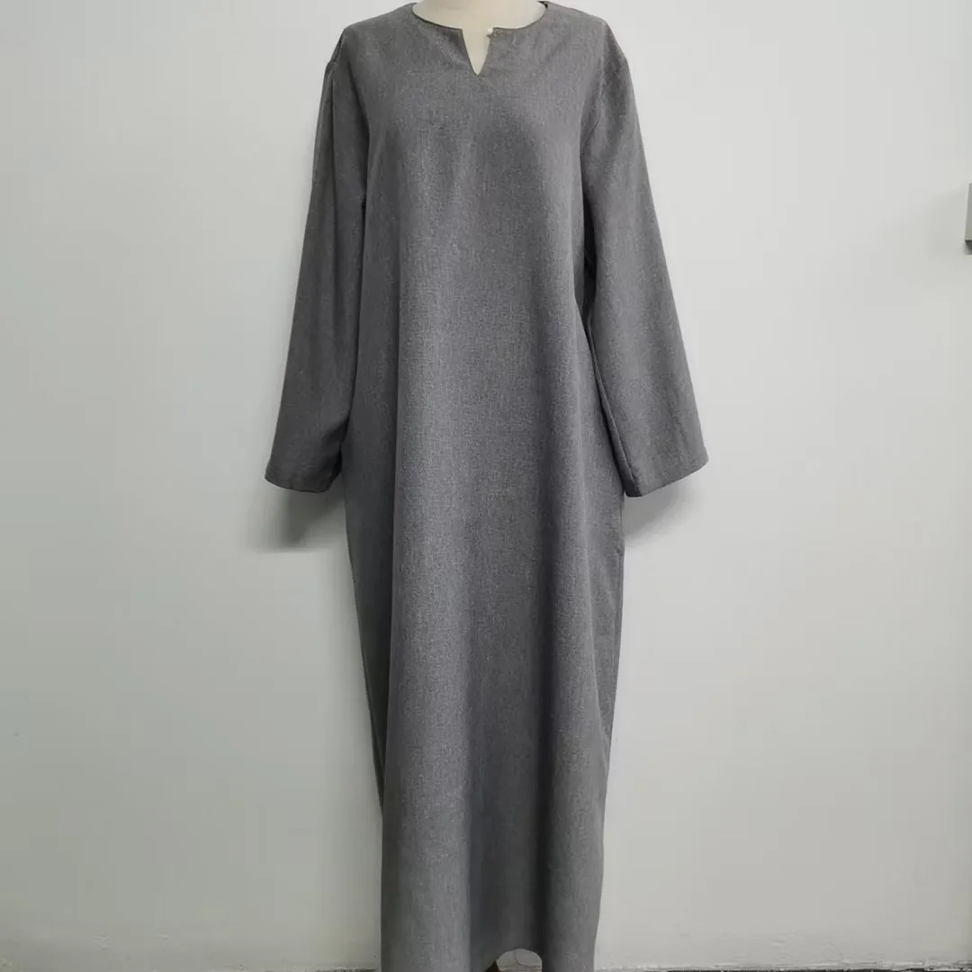 Linen Closed Abaya Dubai Luxury Muslim Hijab Dress Turkey Casual Abayas African Dresses for Women Ramadan Eid Islam Kaftan Robes