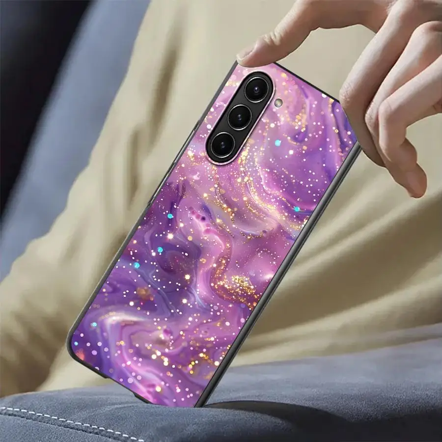 Purple Colorful Pattern Case for Samsung Galaxy ZFold5 Z Fold 7 6 5 4 3 ZFold6 ZFold7 ZFold3 ZFold4 Back Phone Cover