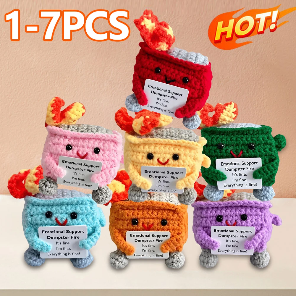 Crochet Dumpster Fire Lindo soporte emocional Dumpster Fire Positivo Crochet Dumpster Fire Regalos divertidos para amigos compañeros de trabajo