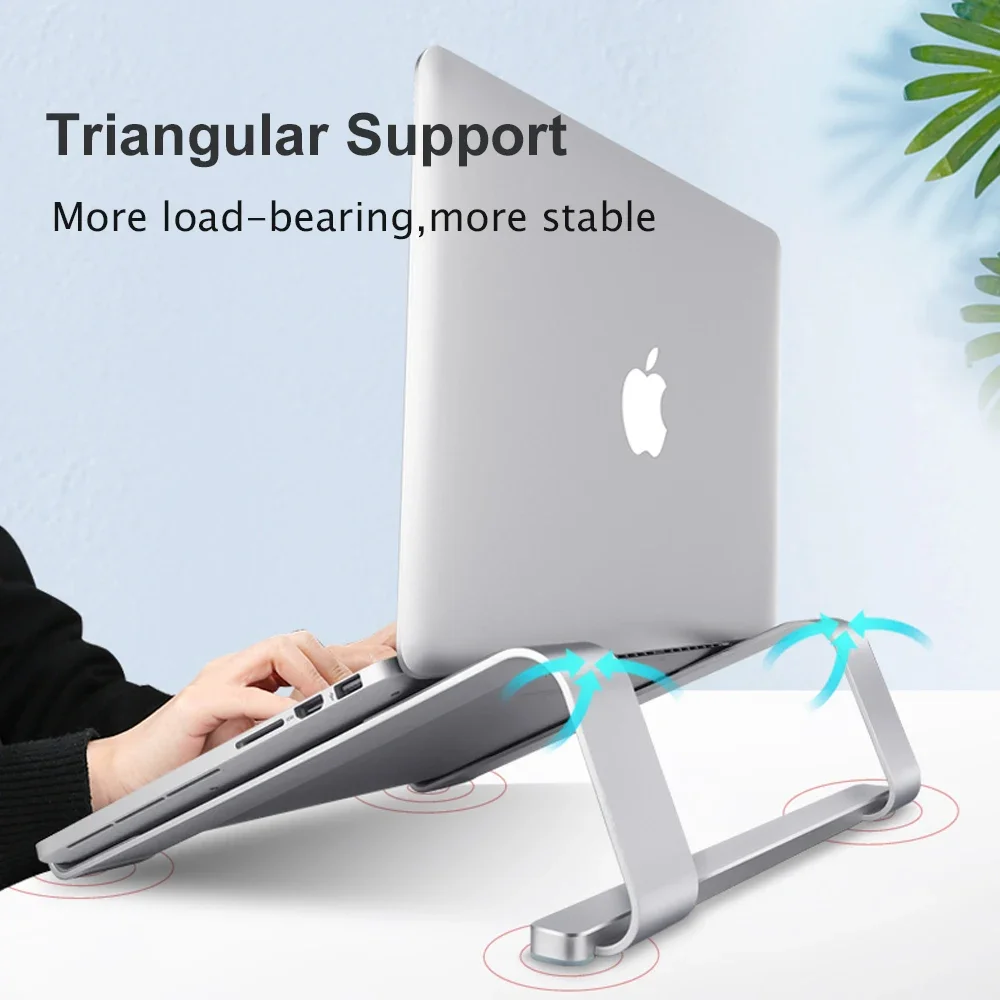 حامل كمبيوتر محمول من سبائك الألومنيوم ، حامل كمبيوتر محمول محمول ، حامل قاعدة لجهاز Macbook ، iPad ، مانع للإنزلاق ، قوس تبريد الكمبيوتر ، 11-17 إنش
