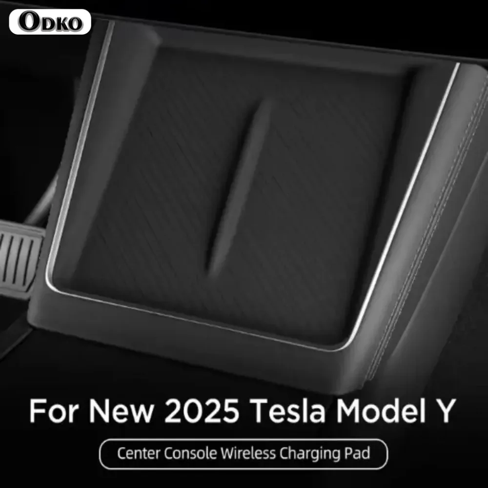 

Wireless Charge Pad For Tesla Model Y LAUNCH 2025 Juniper Plaid Center Console Charging Station Mat Silicone Protector Anti-skid