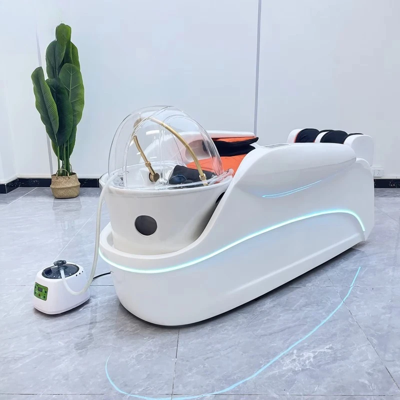 

Salon Spa Lay-Down Hair Washing Tables Bed Electric Massage Shampoo Chair with Water Circulation Steamer