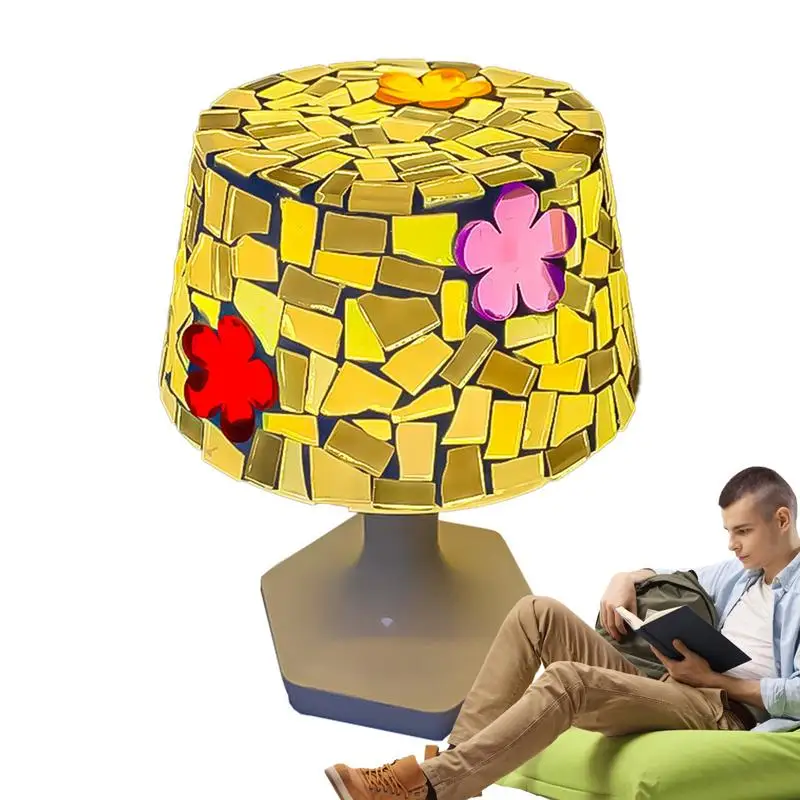 

Vintage Mushroom Lamp Stained Glass Lantern Home Decor DIY Night Light Bedside Lamp Table Lamp Multi Color USB Rechargeable