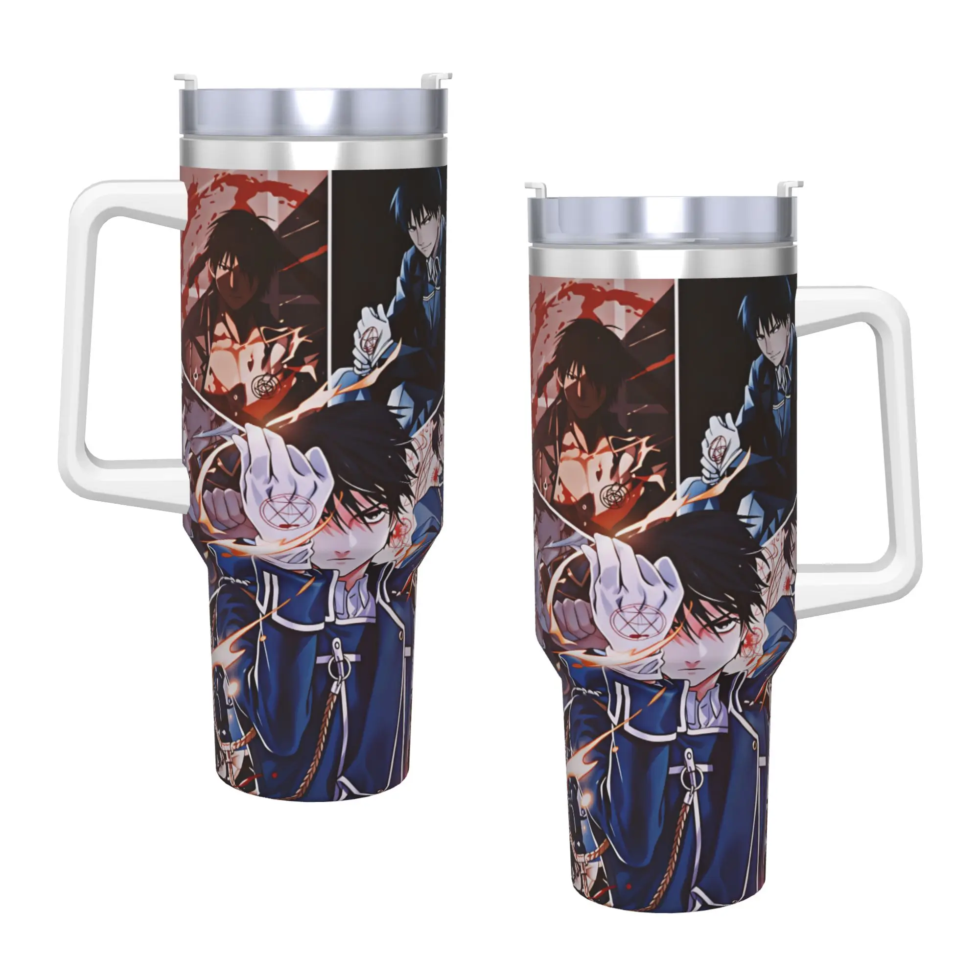 Stainless Steel Tumbler Roy Mustang Mugs Cup With Straws Fullmetal Alchemists Travel Hot Drinks Water Bottle Large Capacity