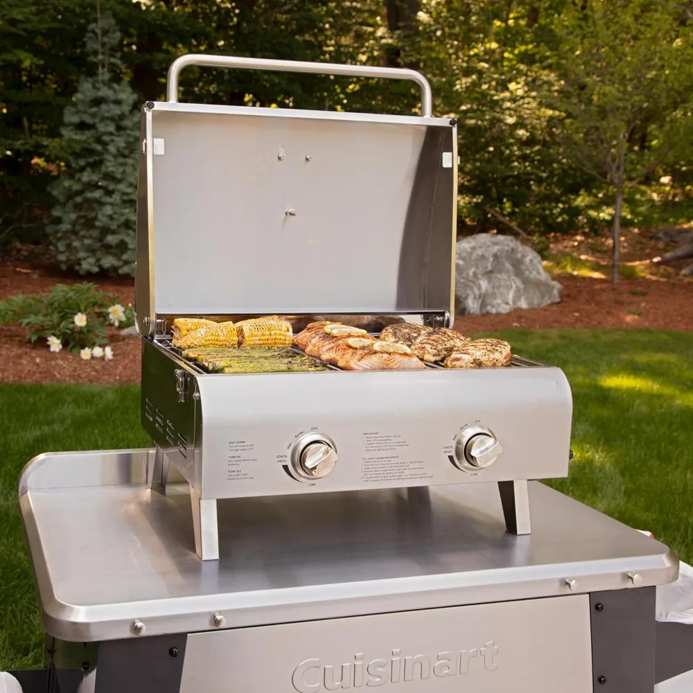 Imagem -06 - Cuisinart-portable Propane Gás Grill Estilo do Chef Mesa Profissional Dois Queimadores 10.000 Btu Queimadores Cgg306 Aço Inoxidável