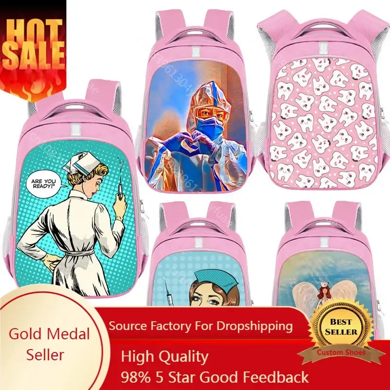 

Cartoon Tooth Fairy / Toothbrush Backpack for Teenager Boys Girls School Bags Thank You Doctor & Nurse Backpack Bookbag