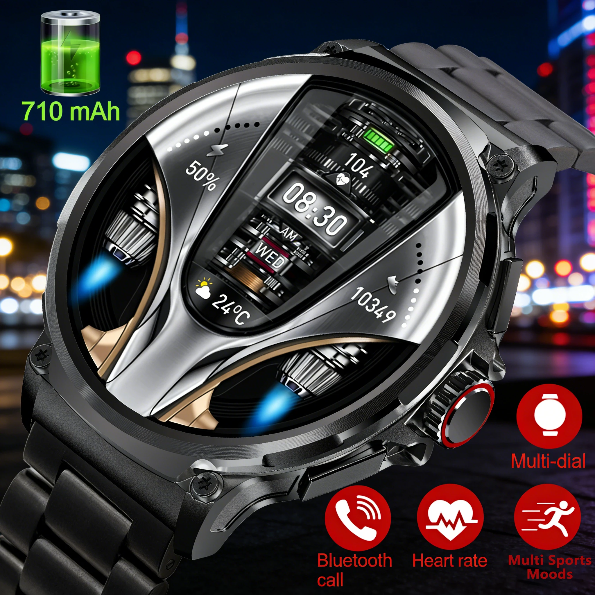 

2026 New Hot 1.85Inch HD Display V69 Smart Watch Bluetooth Call Men's Sports Fitness Tracker Heart Monitor 710mAh Men Smartwatch