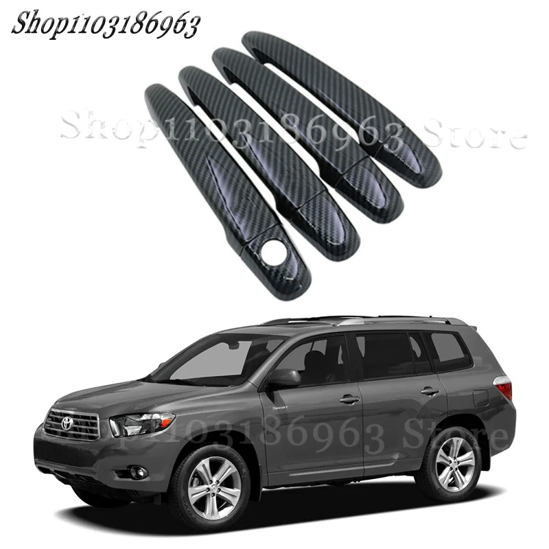 

Gloss Black Door Handle Cover Sticker Trim For Toyota Highlander Kluger XU40 2008-2013 car Sticker Car-Styling Accessories Cover