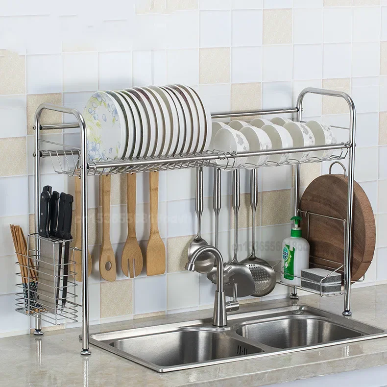 

Stainless Steel Kitchen Rack, Sink Drain Storage, Multifunctional Dish Organizer, Efficient Arrangement, Kitchen Shelf