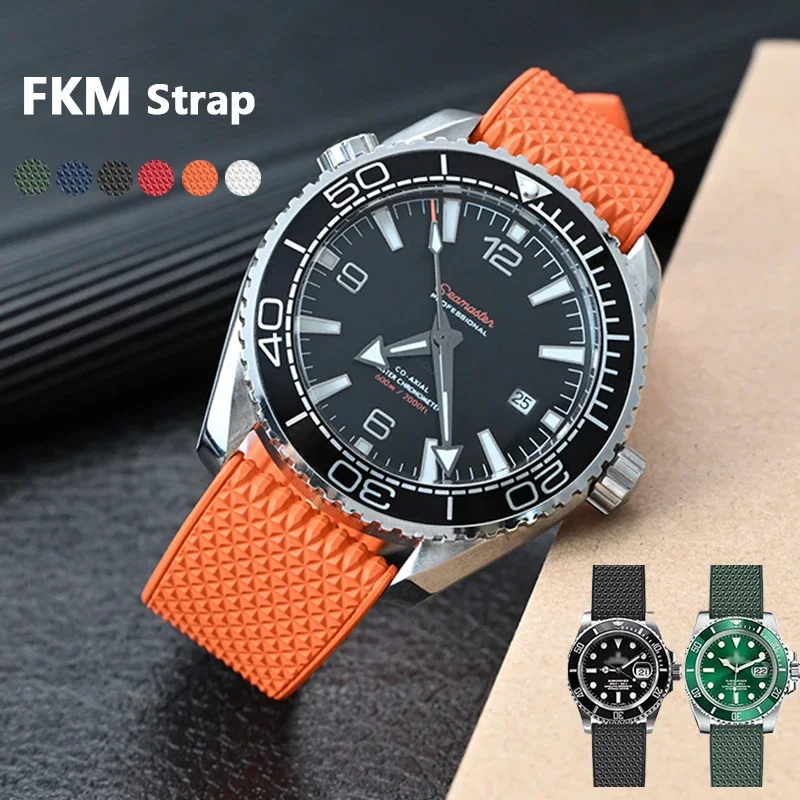 Fluoro Rubber Strap for Rolex Water Ghost 20mm 22mm FKM Quick Release Waterproof Watch Band for Omega Seiko Bracelet Accessories