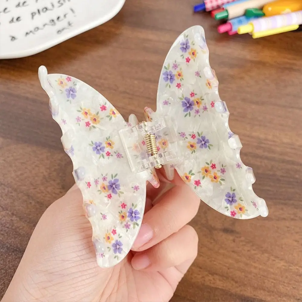 

Colorful Flower Hair Claw Korean Style Headwear Hair Claw Clip Hair Accessories Ponytail Holder Acrylic Shark Clip Back Of Head