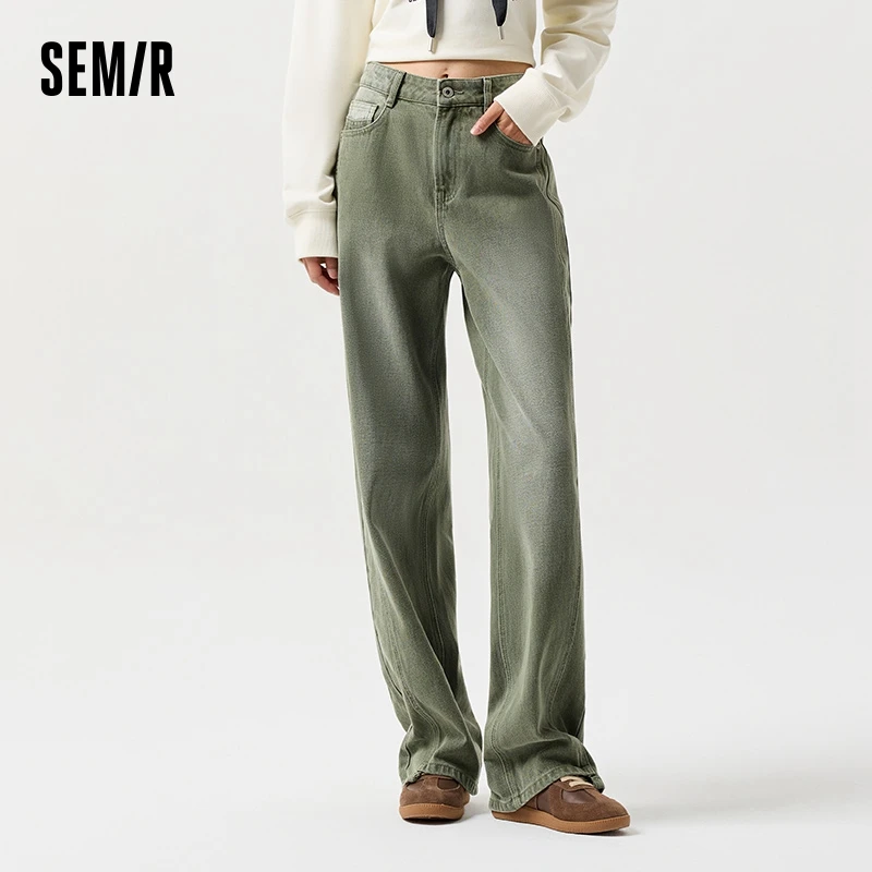 Semir Jeans Women Leg-Lengthening Long Pants 2024 New Spring Wide-Leg Pants Trendy