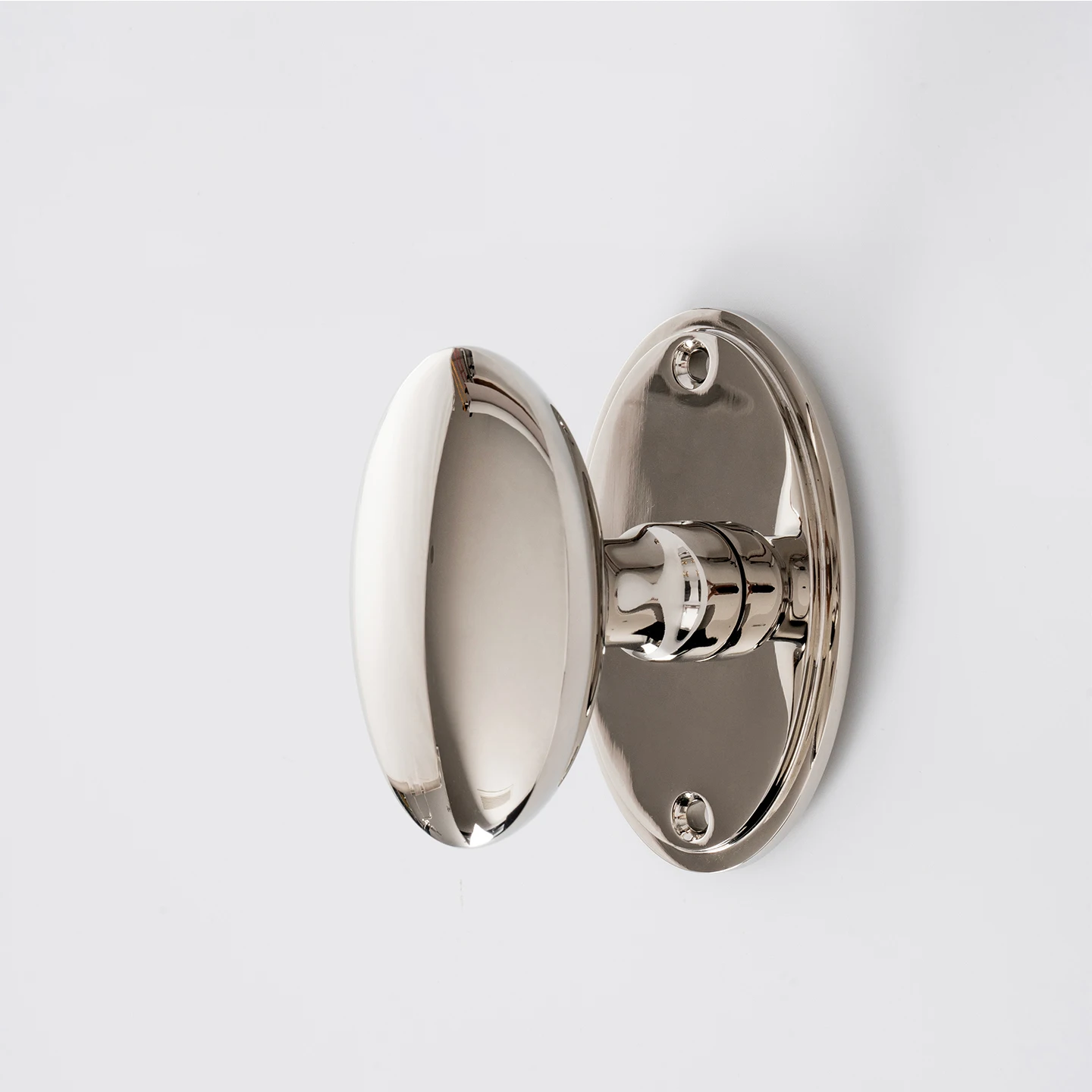 DOOROOM Brass Oval Door Lock US Standard Polished Nickel Finish Modern Style Dummy Pull Bathroom Lock Privacy Lock